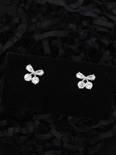 Brass Cubic Zirconia White Bowknot Minimalist Stud Earring