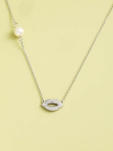 custom 925 Sterling Silver Cubic Zirconia White Mouth Minimalist Long Strand Necklace
