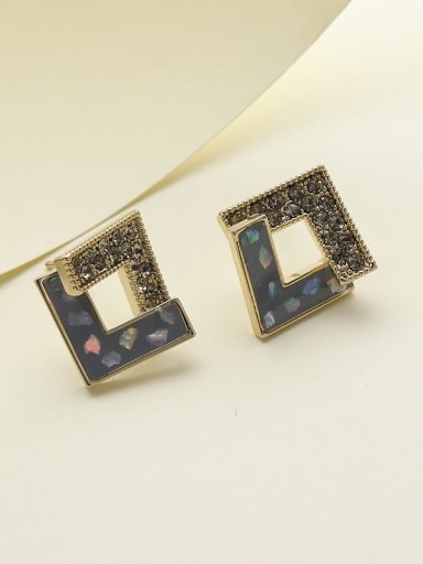 Brass Square Trend Stud Earring