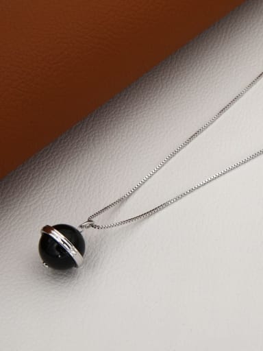 Brass White Enamel Ball Minimalist Long Strand Necklace