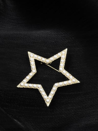 Brass Imitation Pearl White Star Minimalist Pins & Brooches