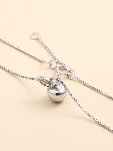 925 Sterling Silver Cubic Zirconia White Friut Minimalist Link Necklace