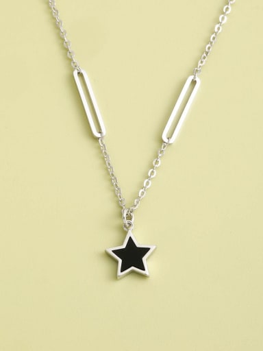 925 Sterling Silver Acrylic Star Minimalist Long Strand Necklace