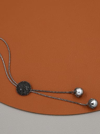 Brass Rhinestone Black Cloud Minimalist Long Strand Necklace
