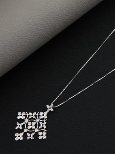 custom Brass Cubic Zirconia White Geometric Minimalist Long Strand Necklace