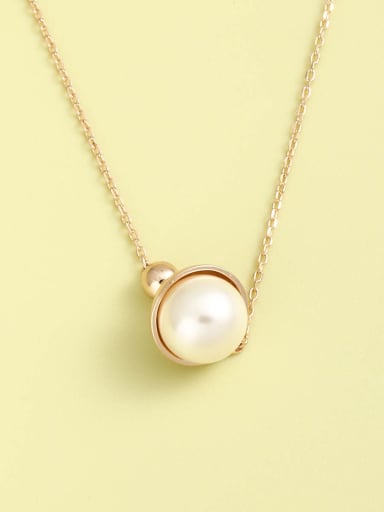 925 Sterling Silver Imitation Pearl White Geometric Minimalist Necklace