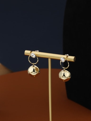 Brass Cubic Zirconia White Ball Minimalist Drop Earring