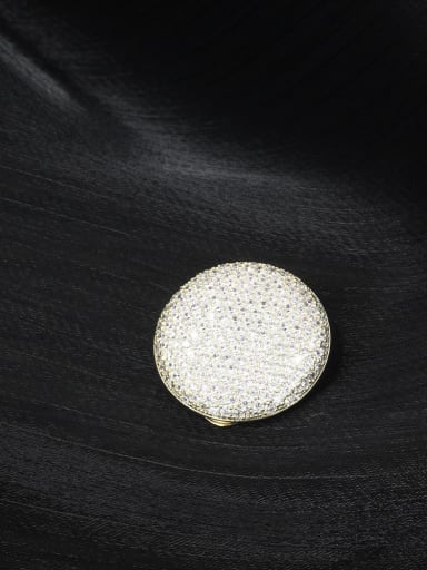 Brass Cubic Zirconia White Round Minimalist Brooch