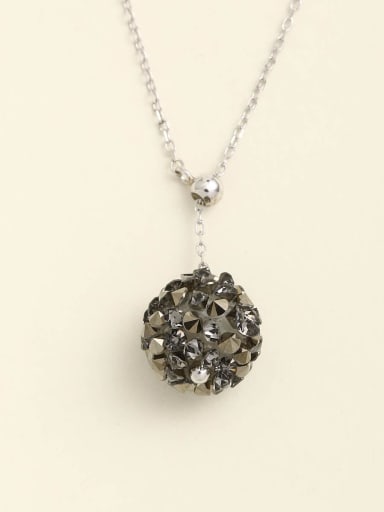 925 Sterling Silver Crystal Black Geometric Minimalist Long Strand Necklace