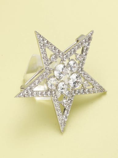 Brass Cubic Zirconia White Star Minimalist Pins & Brooches