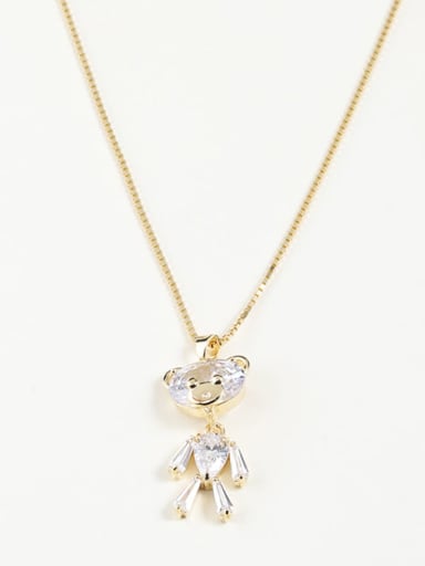 custom 925 Sterling Silver Cubic Zirconia Clear Bear Necklace