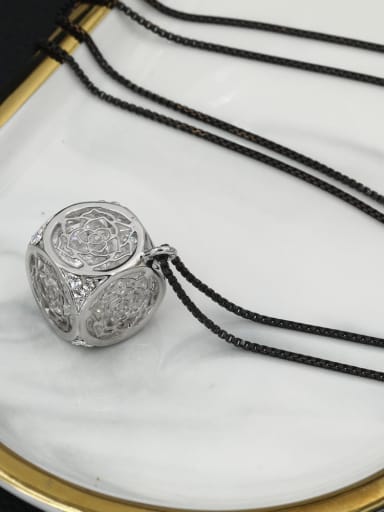 Brass Cubic Zirconia White Square Minimalist Long Strand Necklace
