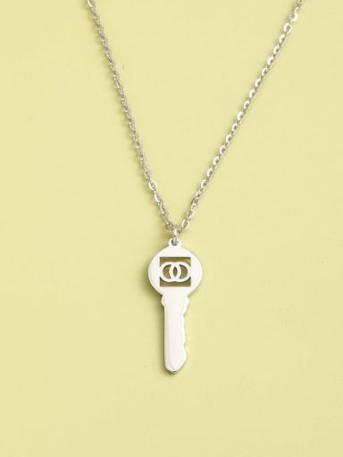 White 925 Sterling Silver Key Minimalist Necklace