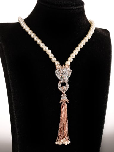 Alloy Imitation Pearl Animal Trend Long Strand Necklace