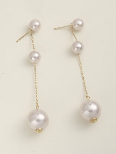 Brass Imitation Pearl Pink Minimalist Earring