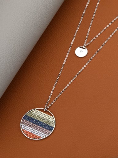 Brass Rhinestone Multi Color Round Minimalist Long Strand Necklace