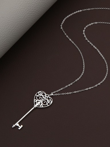Brass Key Minimalist Long Strand Necklace