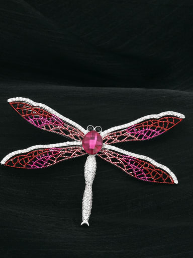 custom Brass Cubic Zirconia Purple Dragonfly Dainty Brooch