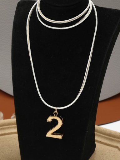 Brass Number Minimalist Long Strand Necklace