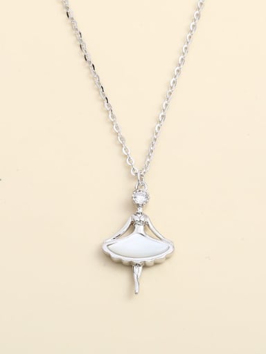 925 Sterling Silver Shell White Minimalist Necklace