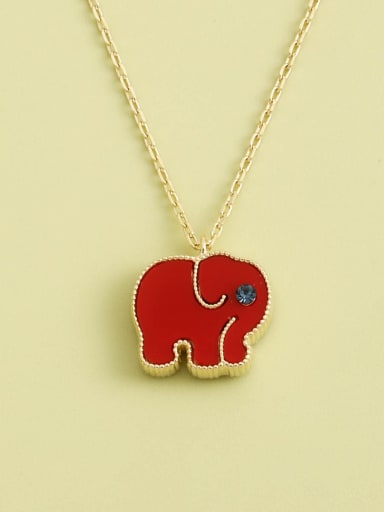 925 Sterling Silver Acrylic Elephant Minimalist Long Strand Necklace