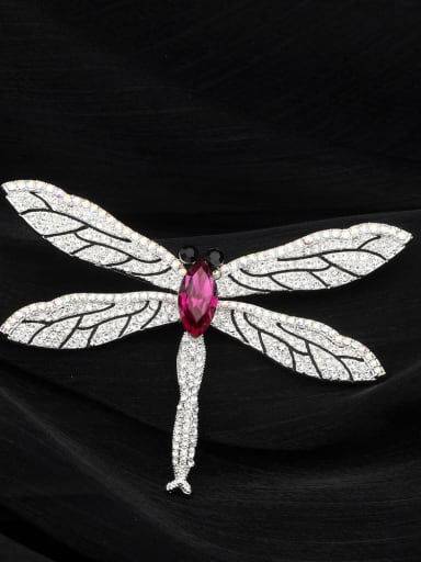 Brass Cubic Zirconia Purple Dragonfly Classic Brooch