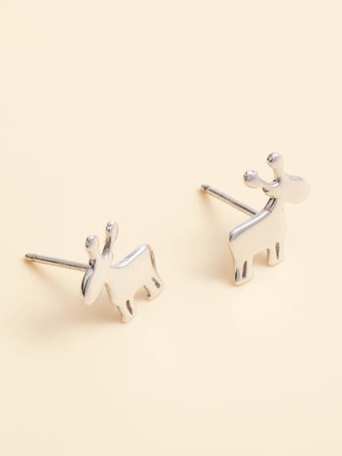 925 Sterling Silver Deer Minimalist Stud Earring