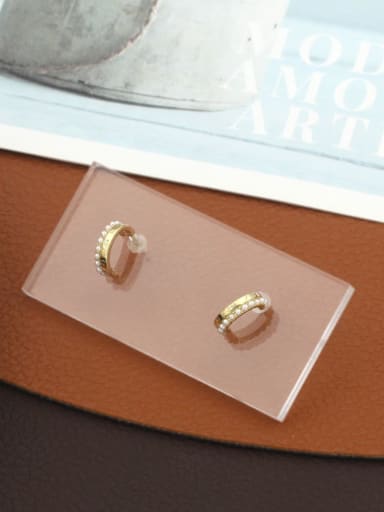 Brass Imitation Pearl White Geometric Minimalist Stud Earring