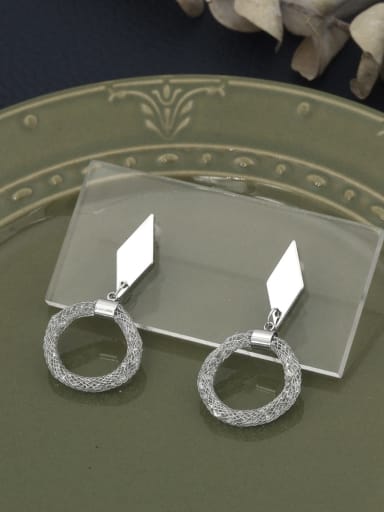 Brass Crystal White Round Minimalist Drop Earring
