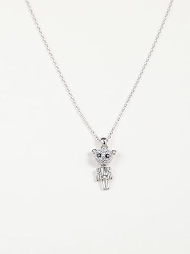White 925 Sterling Silver White Bear Classic Long Strand Necklace