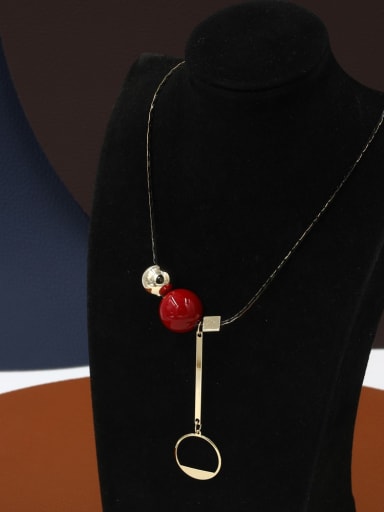 Brass Enamel Round Minimalist Long Strand Necklace