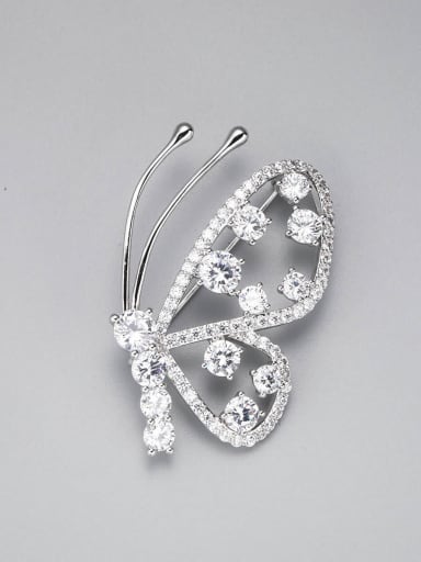 Brass Cubic Zirconia White Butterfly Minimalist Pins & Brooches