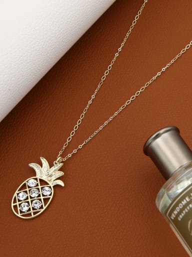 Brass Imitation Pearl White Friut Minimalist Long Strand Necklace