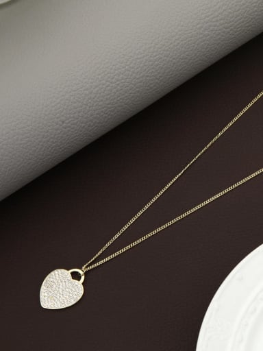 Brass Rhinestone White Heart Minimalist Long Strand Necklace