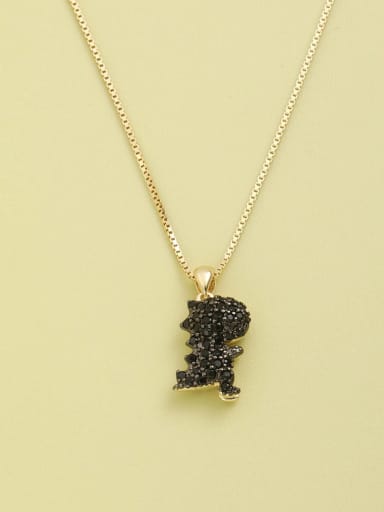 925 Sterling Silver Rhinestone Black Animal Minimalist Necklace