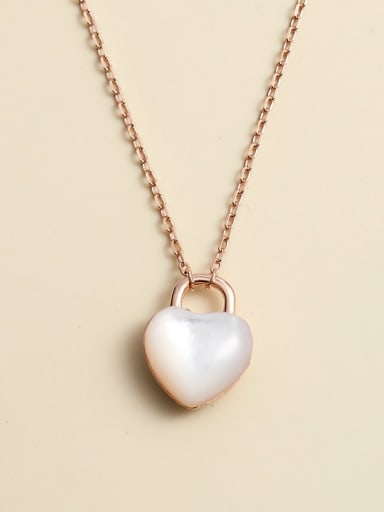 Rose 925 Sterling Silver Shell White Heart Minimalist Necklace