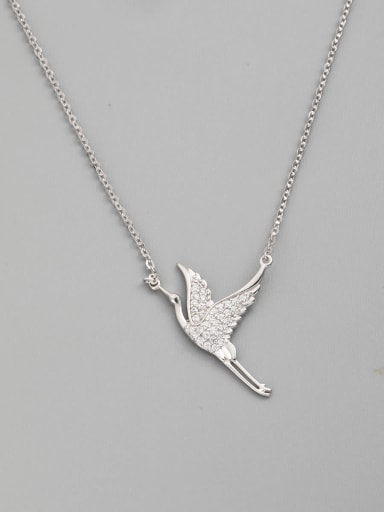925 Sterling Silver Cubic Zirconia White Bird Minimalist Necklace
