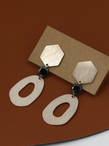 custom Brass Cubic Zirconia Brown Geometric Minimalist Drop Earring