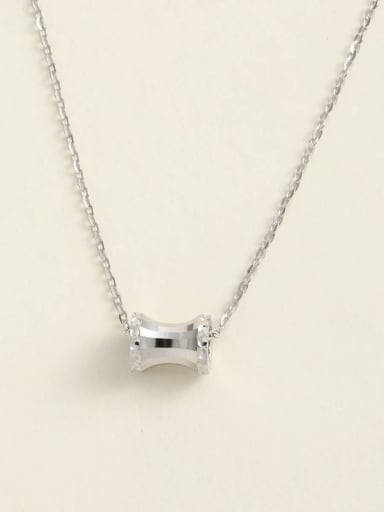 925 Sterling Silver Cubic Zirconia White Geometric Minimalist Long Strand Necklace