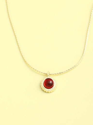 Gold 925 Sterling Silver Round Minimalist Necklace