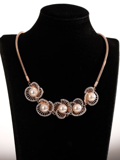 Alloy Imitation Pearl Flower Trend Long Strand Necklace