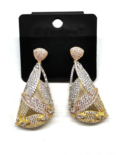 GODKI Luxury Women Wedding Dubai Copper Cubic Zirconia White Geometric Dainty Drop Earring