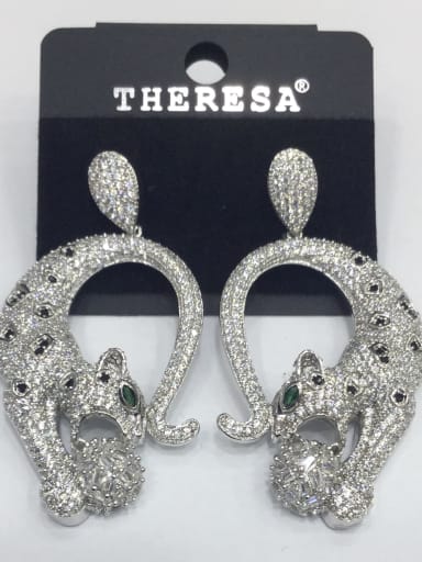 GODKI Luxury Women Wedding Dubai Copper Cubic Zirconia White Leopard Classic Stud Earring