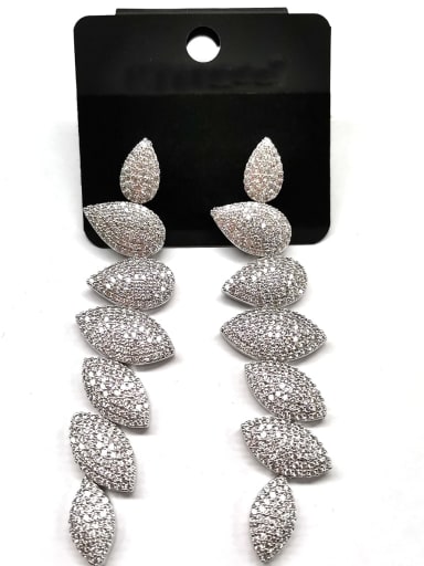 GODKI Luxury Women Wedding Dubai Copper Cubic Zirconia White Leaf Artisan Drop Earring