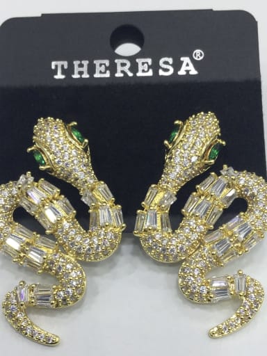 GODKI Luxury Women Wedding Dubai Copper Cubic Zirconia White Snake Classic Stud Earring