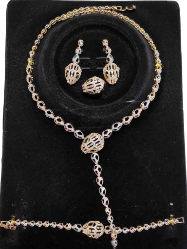 custom Luxury Snake Copper Cubic Zirconia White Ring Earring Bangle And Necklace Set
