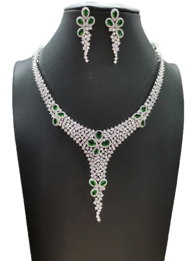 GODKI Luxury Women Wedding Dubai Dainty Water Drop Copper Cubic Zirconia White Earring And Necklace Set
