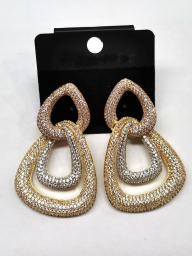 GODKI Luxury Women Wedding Dubai Copper Cubic Zirconia White Triangle Minimalist Drop Earring