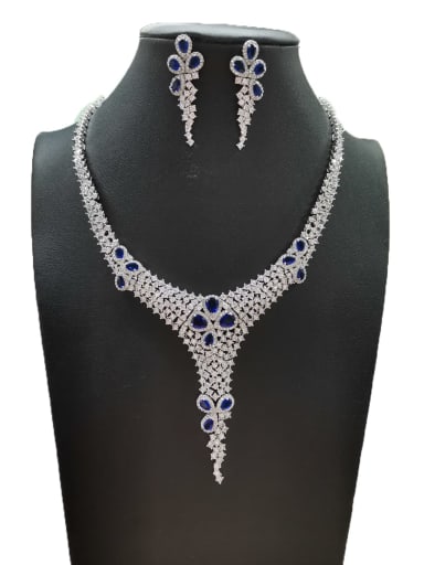 GODKI Luxury Women Wedding Dubai Dainty Water Drop Copper Cubic Zirconia White Earring And Necklace Set