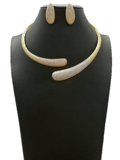 custom GODKI Luxury Women Wedding Dubai Minimalist Bullet Copper Cubic Zirconia White Earring And Necklace Set